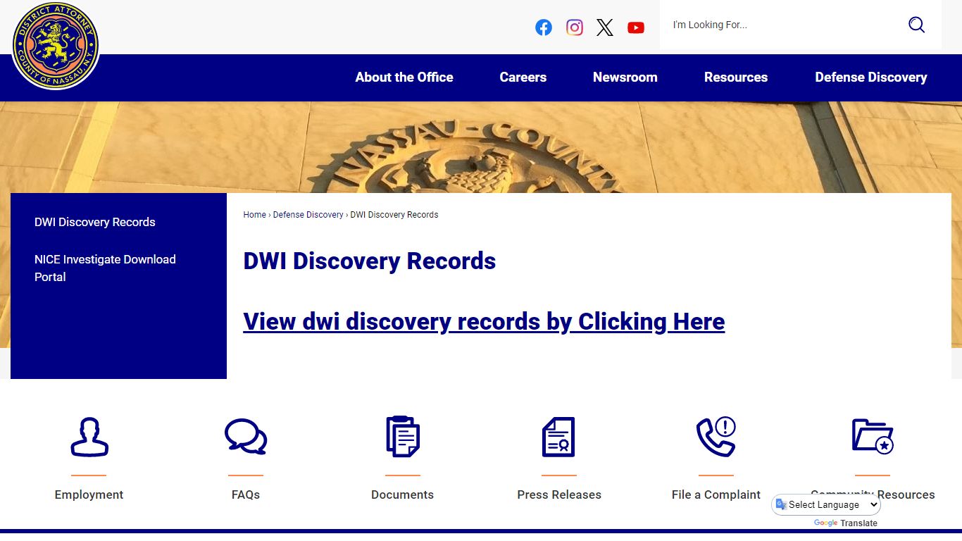 DWI Discovery Records | Nassau County DA,NY