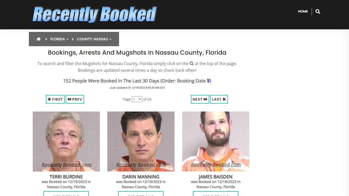 Recent bookings, Arrests, Mugshots in Nassau County, Florida